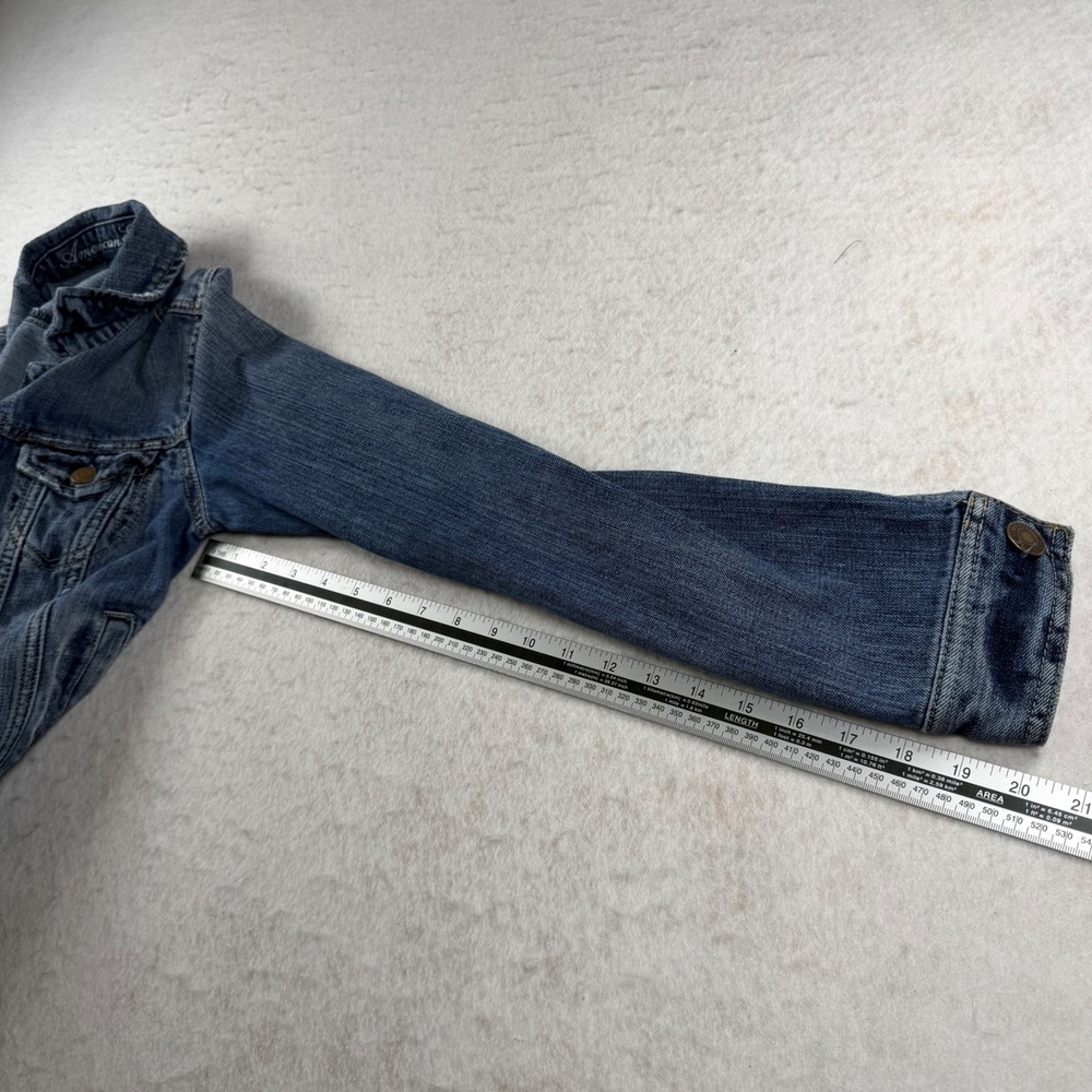 American Eagle Denim Jacket Womens Small Blue Distressed Cotton Trucker RN54485 - Picture 6 of 7